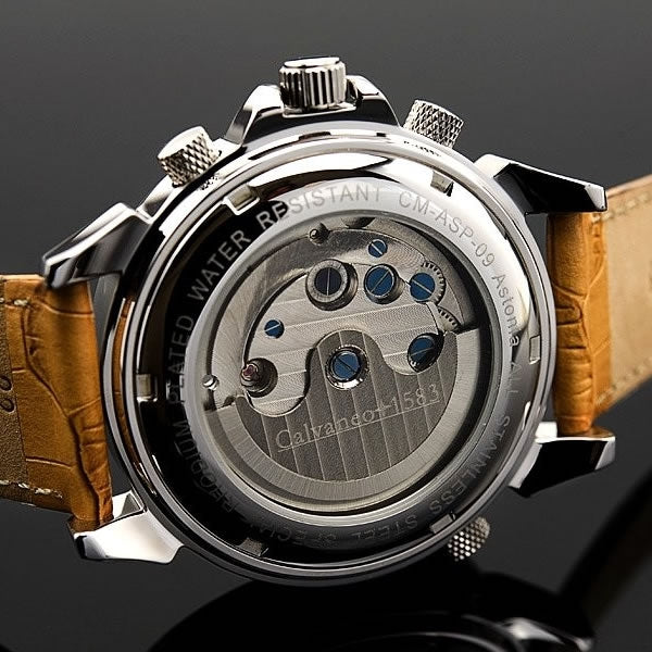 CALVANEO 1583 Men's Astonia Platin Whiskey Sunbrushed Automatikuhr Watch Watch