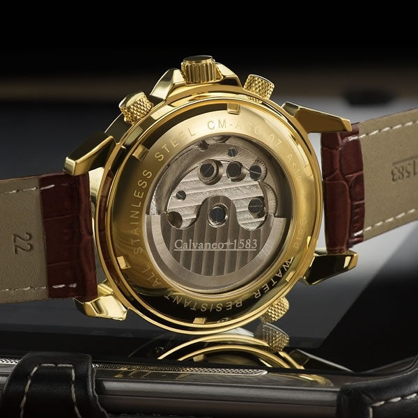 CALVANEO 1583 Luxury Cognac GOLD Automatikuhr Kalenderkomplikation Watch Watch
