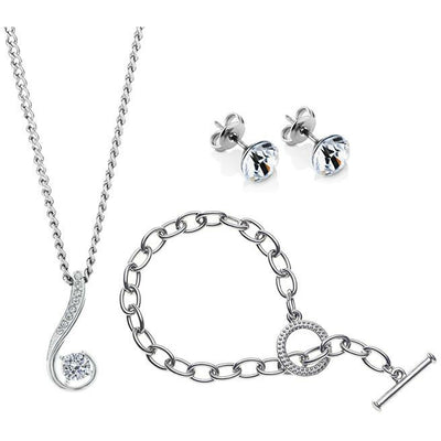 BRITISH JEWELLERS Grace Solo Set with Tiffany Bracelet, Made with Swarovski Elements