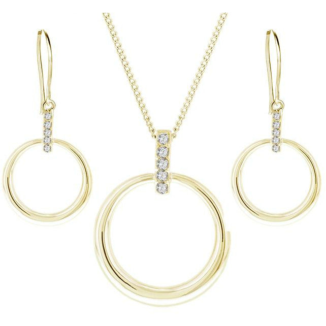 BRITISH JEWELLERS Horizon Pendant and Earrings in 14K Gold Plating