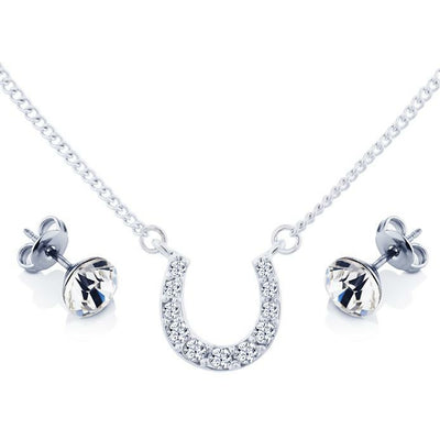 BRITISH JEWELLERS Horse Shoe Pendant & Solo Studs