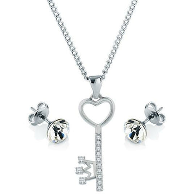 BRITISH JEWELLERS Key Pendant and Solo Studs
