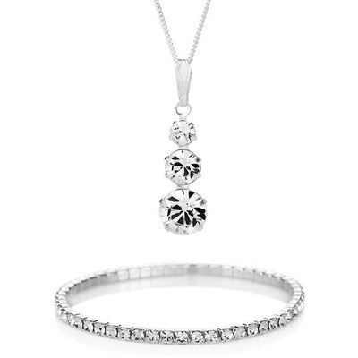 BRITISH JEWELLERS Trio Pendant and Elizabeth Bracelet Set
