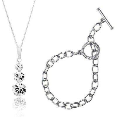 BRITISH JEWELLERS Trio Pendant and Tiffany-Style Bracelet Set
