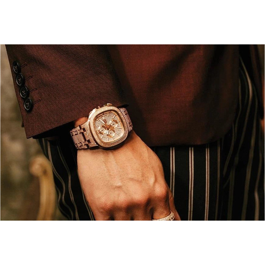 JBW Heist 18k Rose Gold Plated 20 Diamonds Watch