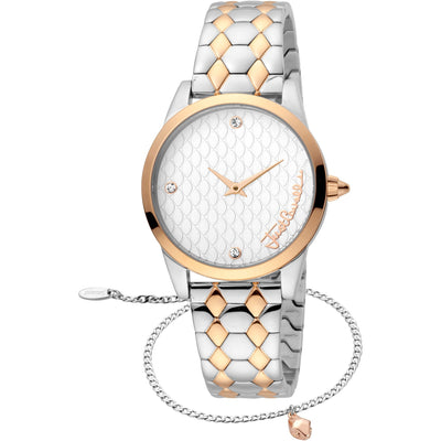 JUST CAVALLI Animalistic Diamante Zironia Two Tone Rose Gold + Free Bracelet Watch