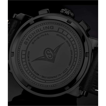 STUHRLING ORIGINAL Globular Chronograph 44mm Black Ion Watch