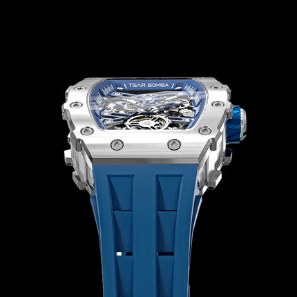 TSAR BOMBA Men's Automatic Watch TB8208A Silver / Blue