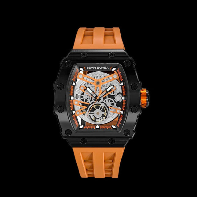 TSAR BOMBA Men's Automatic Watch TB8208A-01 Black / Orange