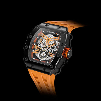 TSAR BOMBA Men's Automatic Watch TB8208A-01 Black / Orange
