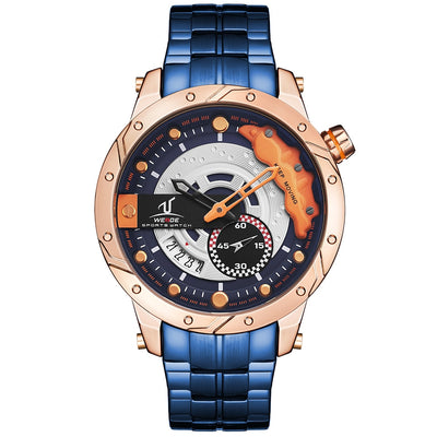 WEIDE Brake Steel Ionic Blue Fireball Watch