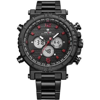 WEIDE Dual Time World City Black/Red Watch