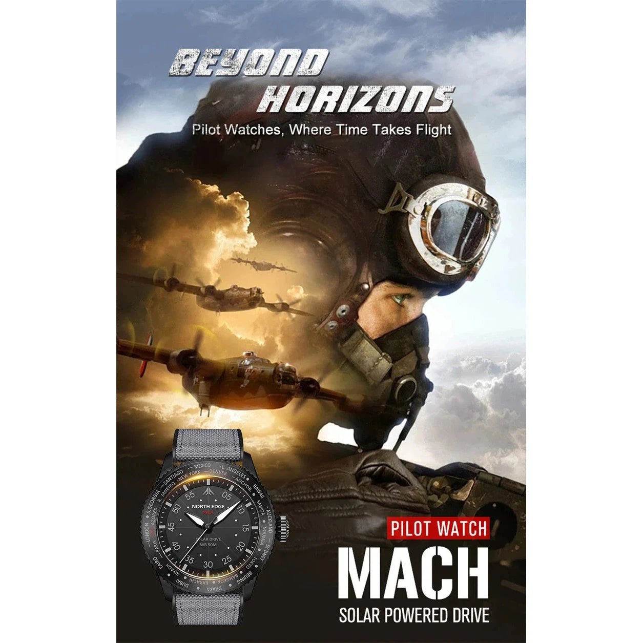 NORTH EDGE Tactical MACH Solar Drive Watch