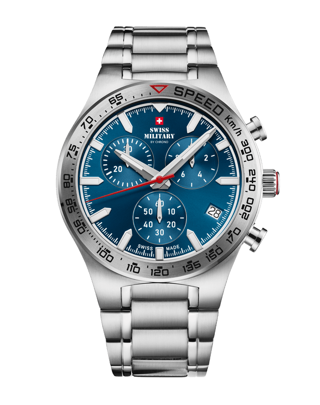 Swiss Military Speed Chronograph Watch – Blue Silver Steel | SM34115.04 image 0