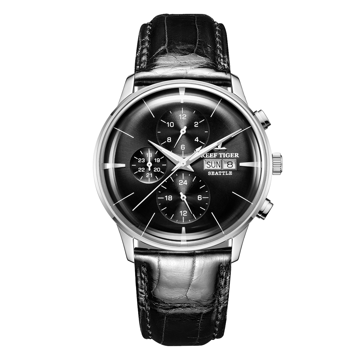 Reef Tiger Men's Seattle Chiefs Automatic Luxury Vintage Dress Chronograph Watch image 0