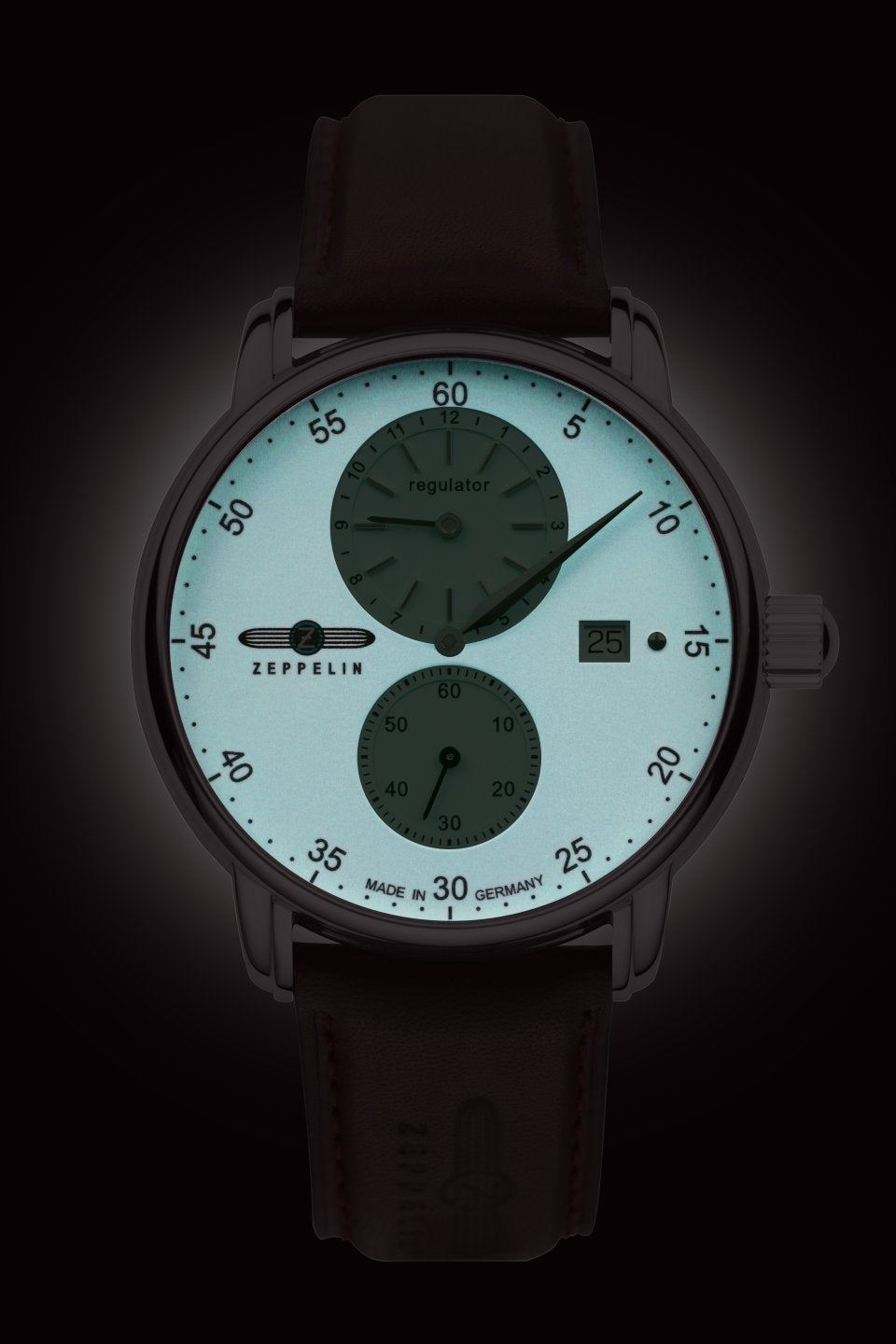 ZEPPELIN Men's New Captains Line Automatic Leather Night Glow Watch 86225 image 1