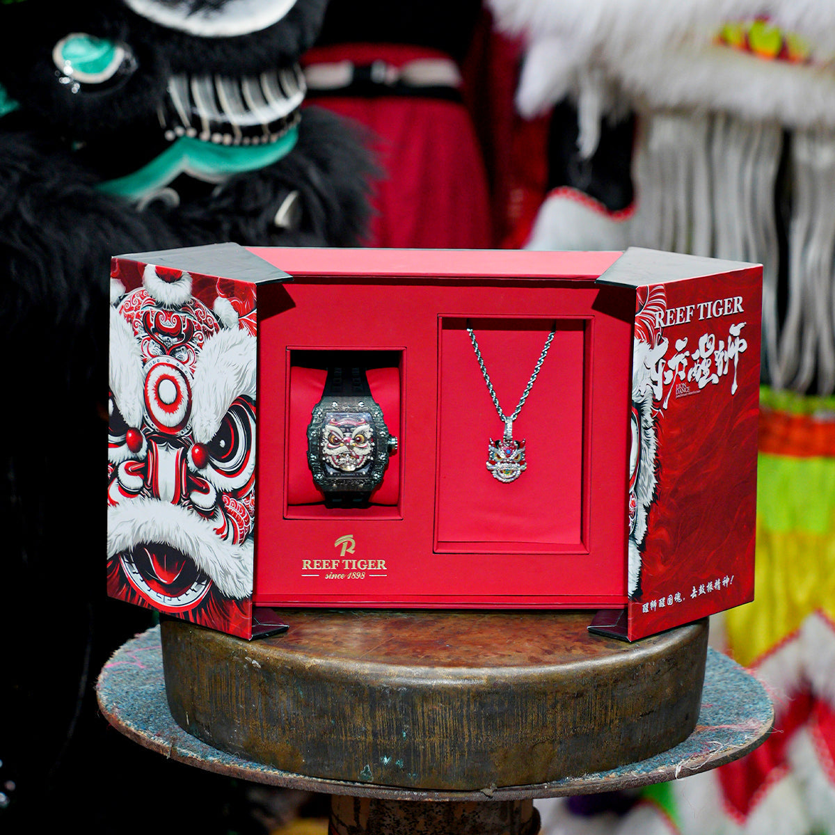 Reef Tiger RGA3009 Chinese Lion Dance Watch Packing Gift Box image 4
