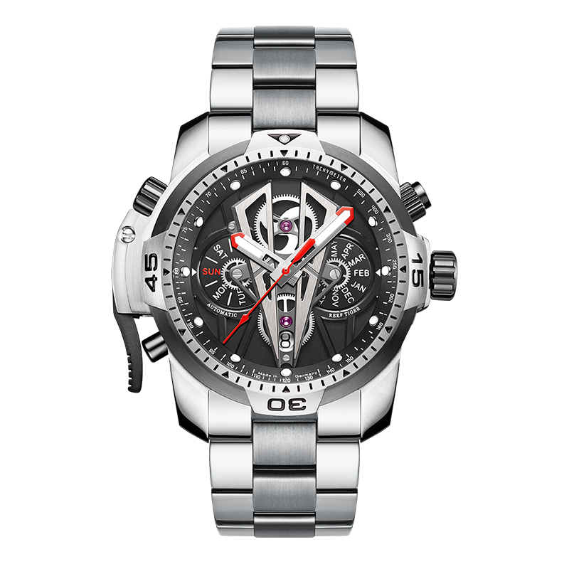 Reef Tiger Aurora Concept 2 Luxury Military Automatic Sports Wristwatches for Men - Steel image