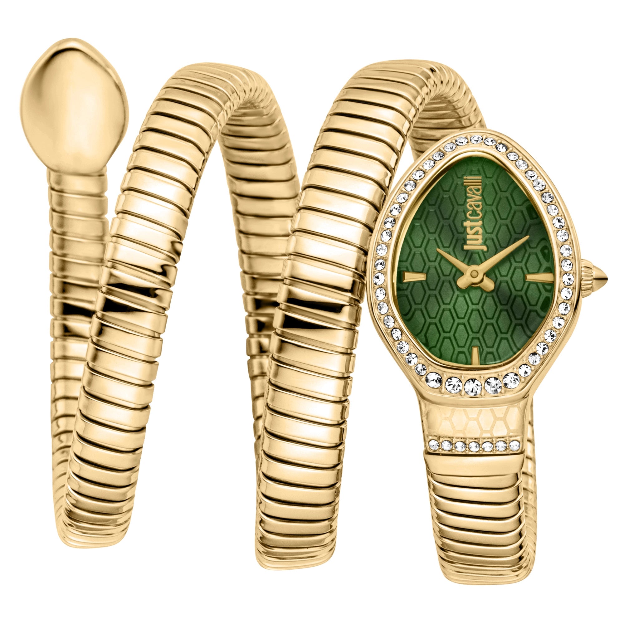 Just Cavalli Signature Snake Carezza Yellow Gold Green image 0