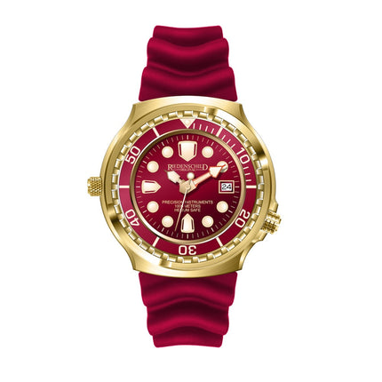 RIEDENSCHILD PRECISION INSRUMENTS GERMANY Divers Taucheruhr 1000m Helium Valve Watch Gold/Burgandy image 4