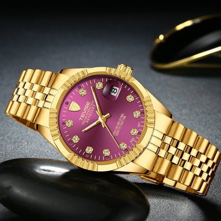TEVISE Classic Automatic Calendar Gold/Purple Watch image 1