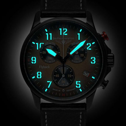 BAUHAUS AVIATION Men's Blackwing Leather Strap Watch 28885 image 1