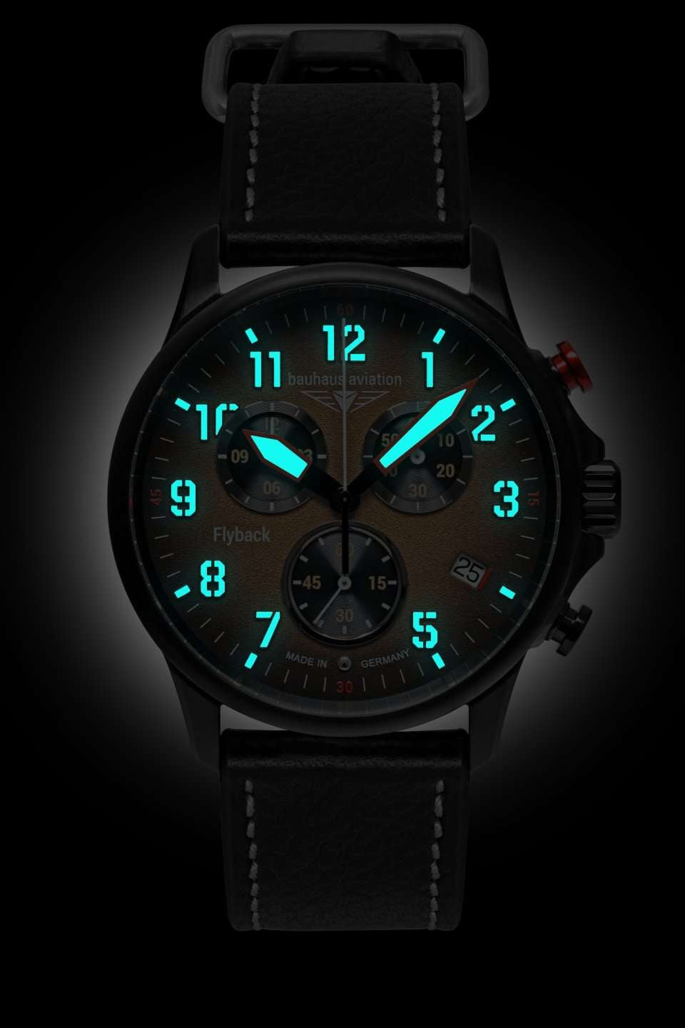 BAUHAUS AVIATION Men's Blackwing Leather Strap Watch 28885 image 1