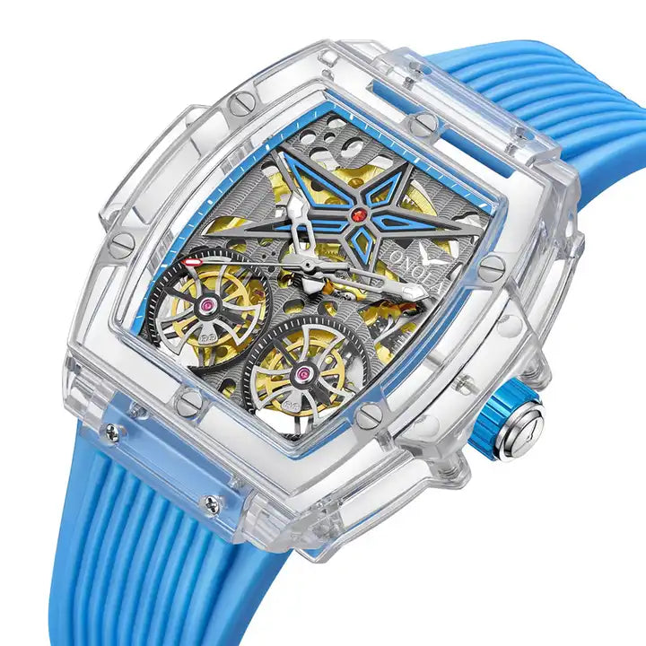 ONOLA Clear Series Plastic Transparent Maximus Double Barrel AUTOMATIC Watch image 4