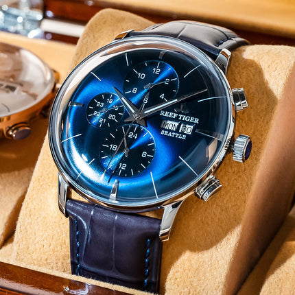 Reef Tiger Men's Seattle Chiefs Automatic Luxury Vintage Dress Chronograph Watch image 5