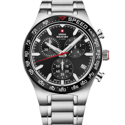 Swiss Military Speed Chronograph Watch – Black Steel | SM34115.01 image 0