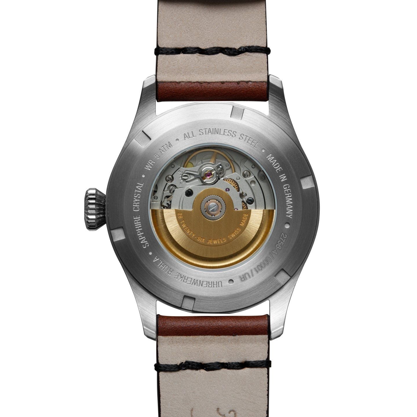 BAUHAUS AVIATION Men's Flight Control Automatic Night-Glow Leather Strap Watch 27564 image 2