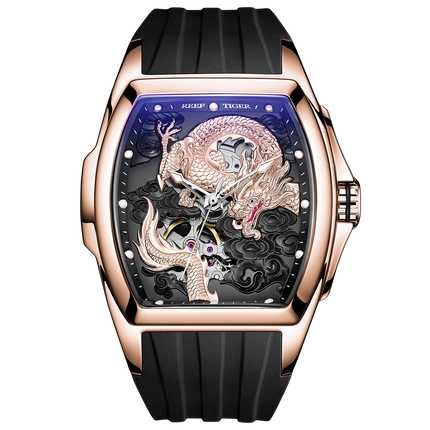 Reef Tiger Men's Aurora Chinese Dragon Skeleton Automatic Watch image 0