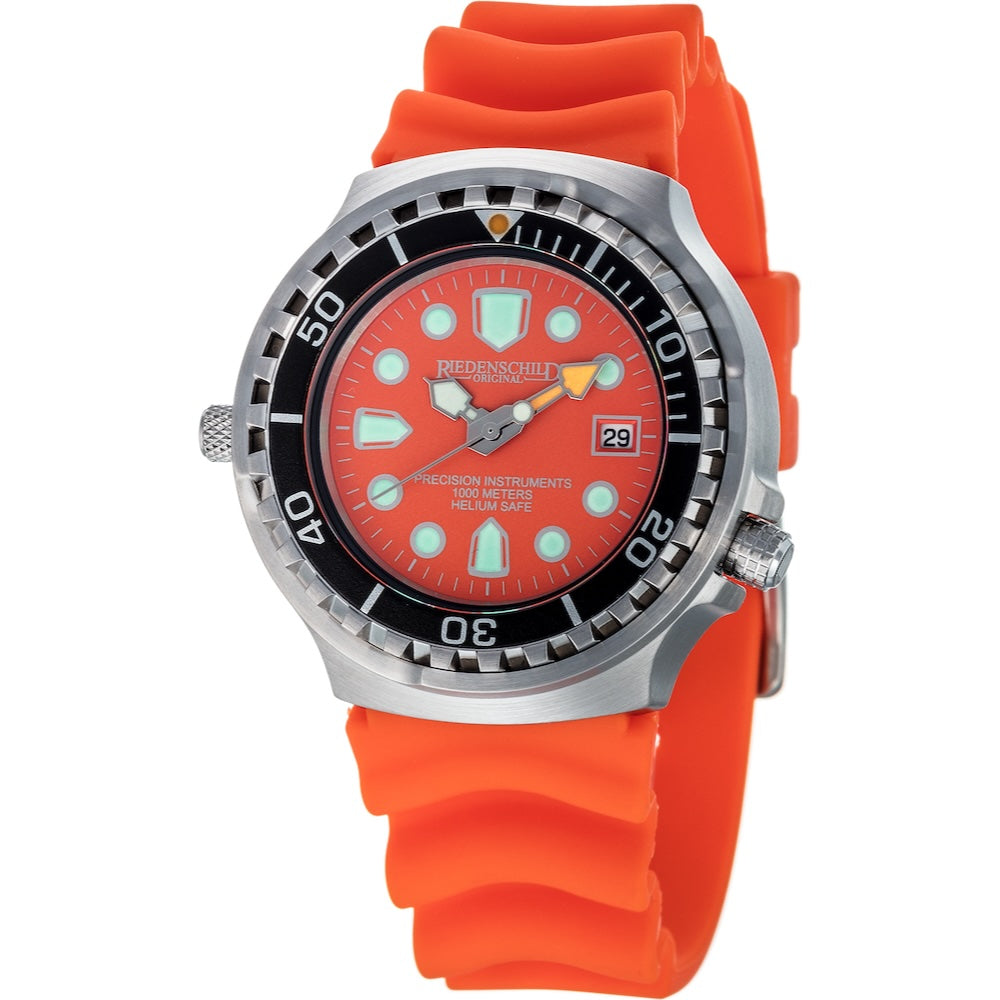 RIEDENSCHILD PRECISION INSRUMENTS GERMANY Divers Taucheruhr 1000m Helium Valve Watch Orange image 0