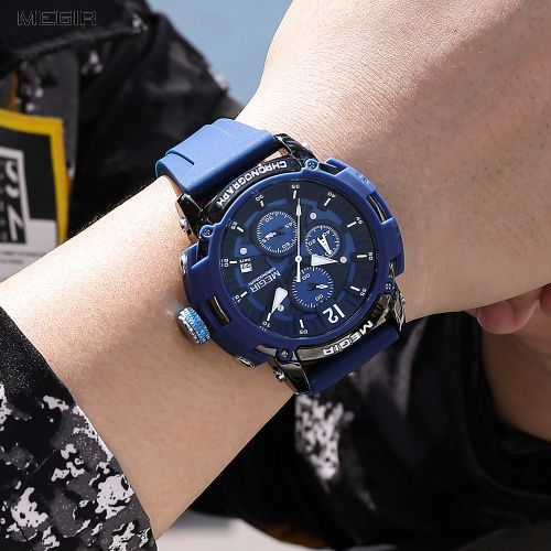 MEGIR Men's Military Sport Chronograph Royal Blue Watch