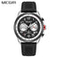 MEGIR Men's Pilot Q Chronograph Date 43mm Silicone Strap Watch Black