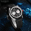 MEGIR Men's Pilot Q Chronograph Date 43mm Silicone Strap Watch Black