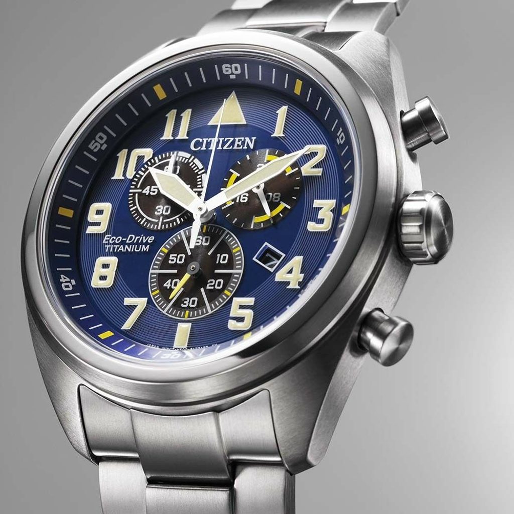 CITIZEN Garrison Super Titanium Pilot Chronograph Watch AT2480-81L