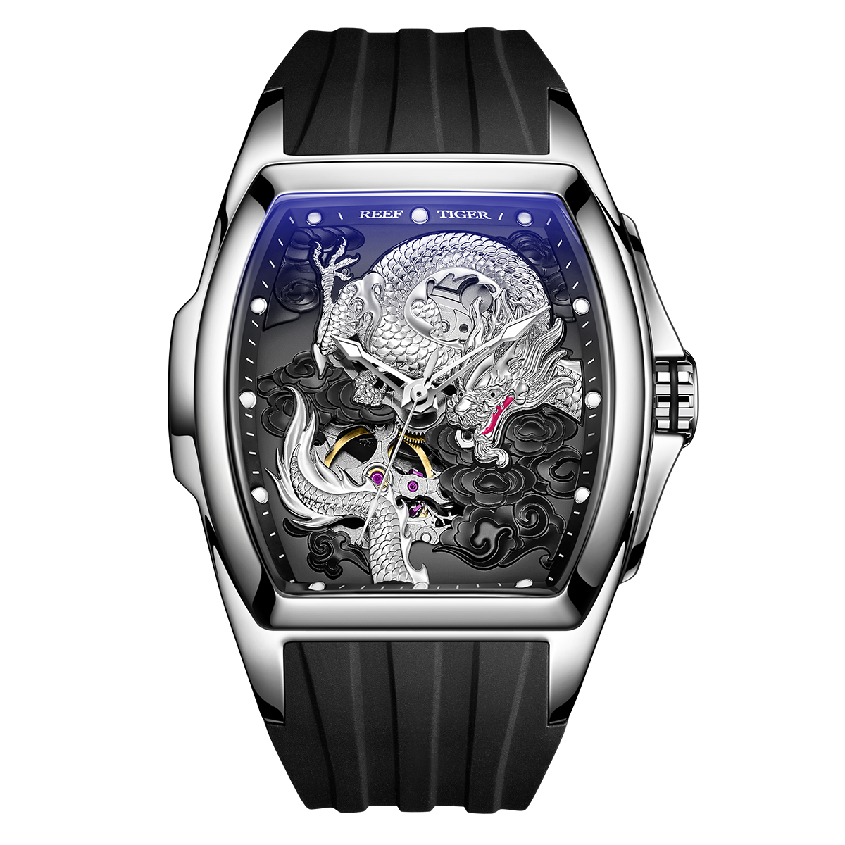 Reef Tiger Men's Aurora Chinese Dragon Skeleton Automatic Watch image 0