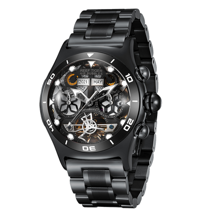 Reef Tiger Men's Aurora Air Bubbles Automatic Mechanical Skeleton Watch image 10