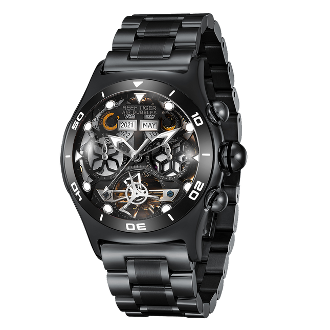 Reef Tiger Men's Aurora Air Bubbles Automatic Mechanical Skeleton Watch image 10