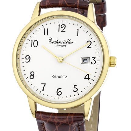 **EICHMULLER** since 1950 Germany Men's Classic 38mm Easy Read Date Watch Croco Brown