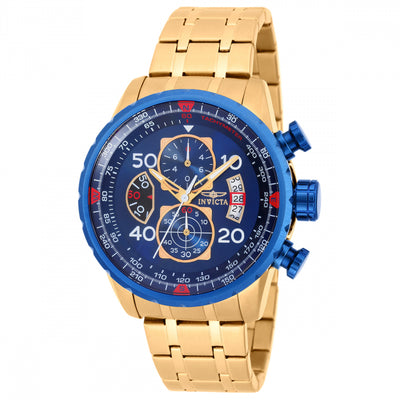 INVICTA Men's Aviator Instrument Tachymeter Chronograph 48mm Gold / Blue Watch