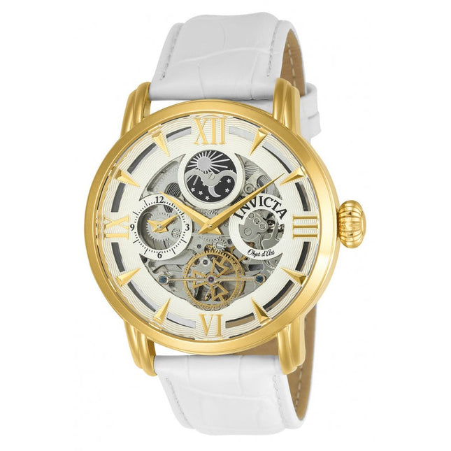INVICTA Men's Aurora Classic Skeleton Automatic Moonphase 47mm Gold / White Watch