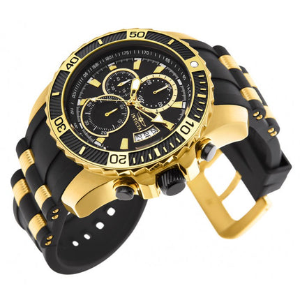 INVICTA Men's Pro Diver Montepelier 45mm Chronograph Gold / Black Silicone Strap Watch
