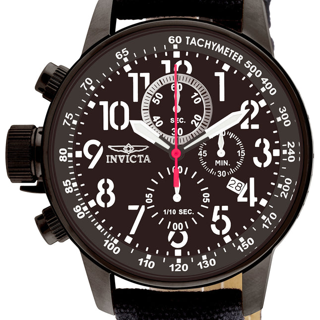 INVICTA Men's Russian Aviator Lefty 46mm Canvas Strap Watch Black
