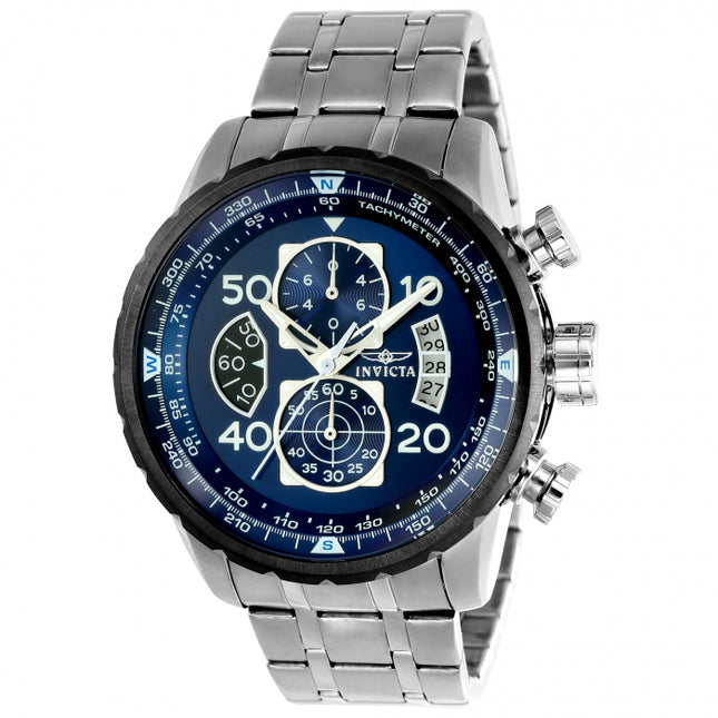 INVICTA Men's Aviator Instrument Tachymeter Chronograph Chronograph 48mm  Silver / Blue Watch