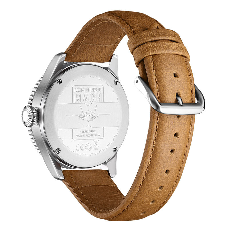 NORTH EDGE Tactical MACH Solar Drive Leather Watch