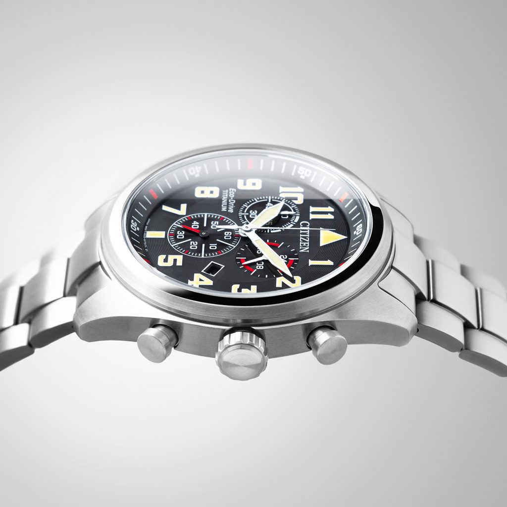 CITIZEN Garrison Super Titanium Pilot Chronograph Watch AT2480-81E