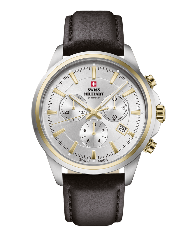 Swiss Military SM34107.15 – Classic Chronograph Watch Silver Leather image 0
