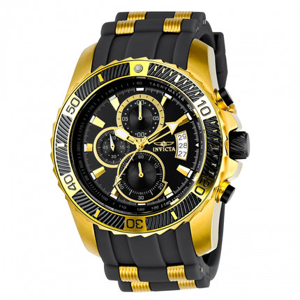 INVICTA Men's Pro Diver Montepelier 45mm Chronograph Gold / Black Silicone Steel Infused Watch